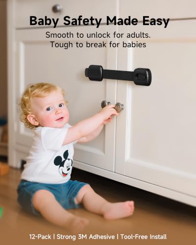 Adhesive Baby Safety Locks for Cabinets & Drawers