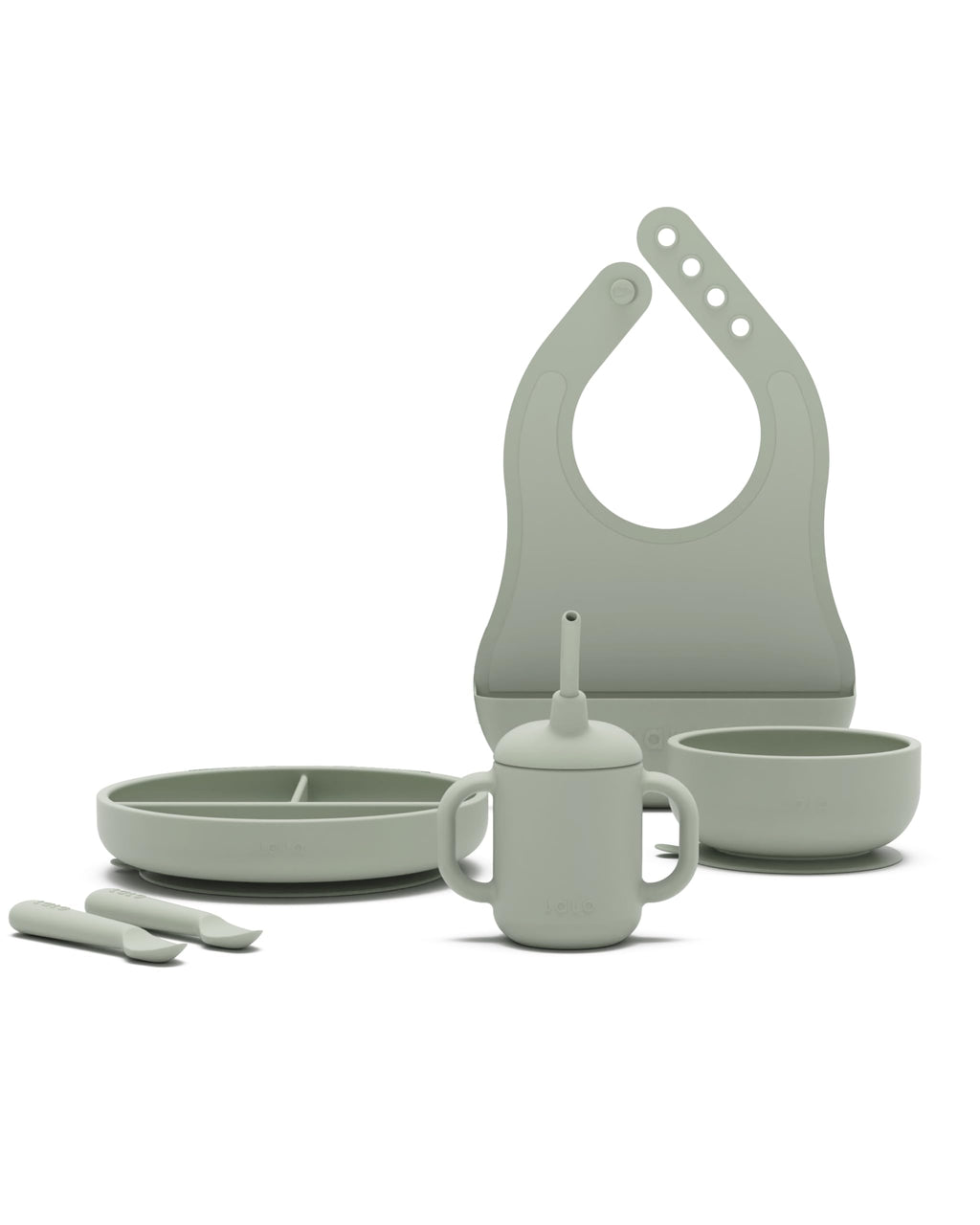 Lalo First Bites Full Kit, 6-Piece Non-Toxic Silicone Baby Feeding Set
