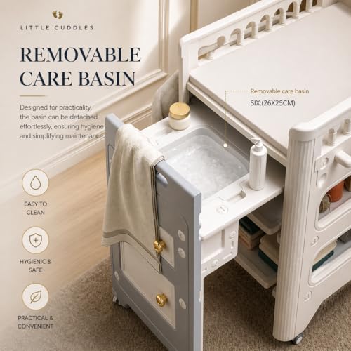 Heavy-Duty Baby Changing Table with Storage & Adjustable Height