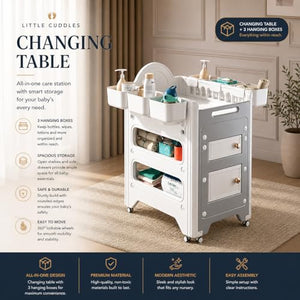 Heavy-Duty Baby Changing Table with Storage & Adjustable Height