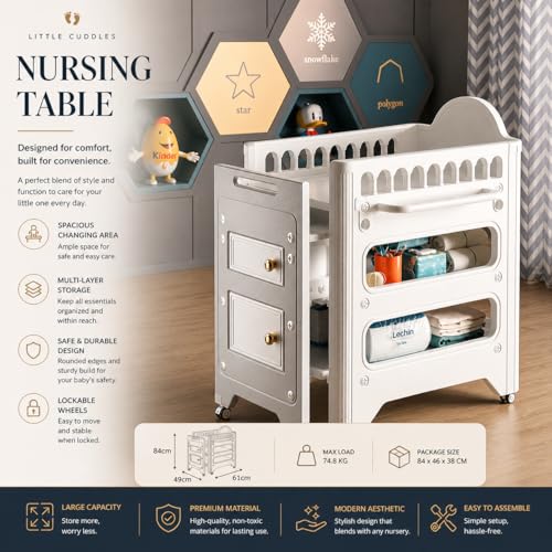 Heavy-Duty Baby Changing Table with Storage & Adjustable Height