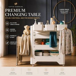 Heavy-Duty Baby Changing Table with Storage & Adjustable Height
