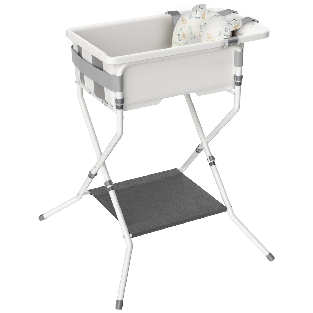 Collapsible Baby Bathtub with Stand & Soft Infant Cushion