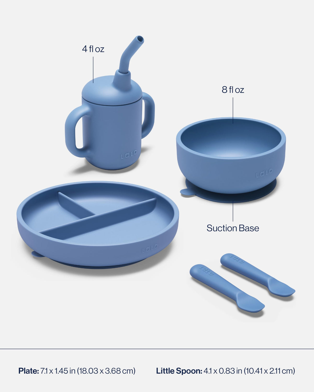 Lalo First Bites Full Kit, 6-Piece Non-Toxic Silicone Baby Feeding Set