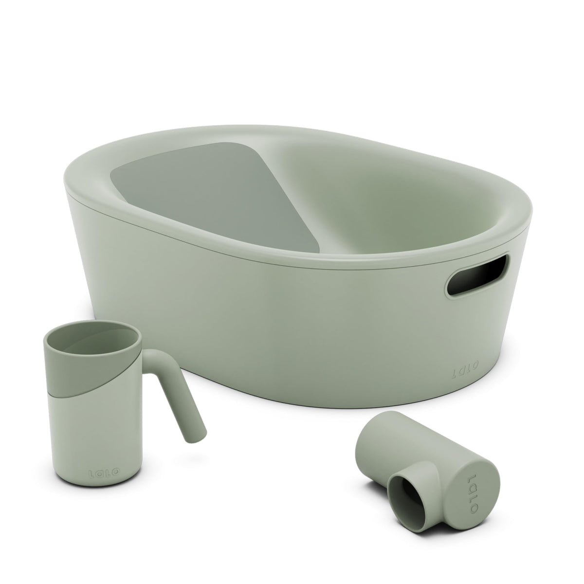 Lalo Bathtime Starter Kit, 3 Pieces, Baby Bathtub, Rinse Cup & Spout Cover
