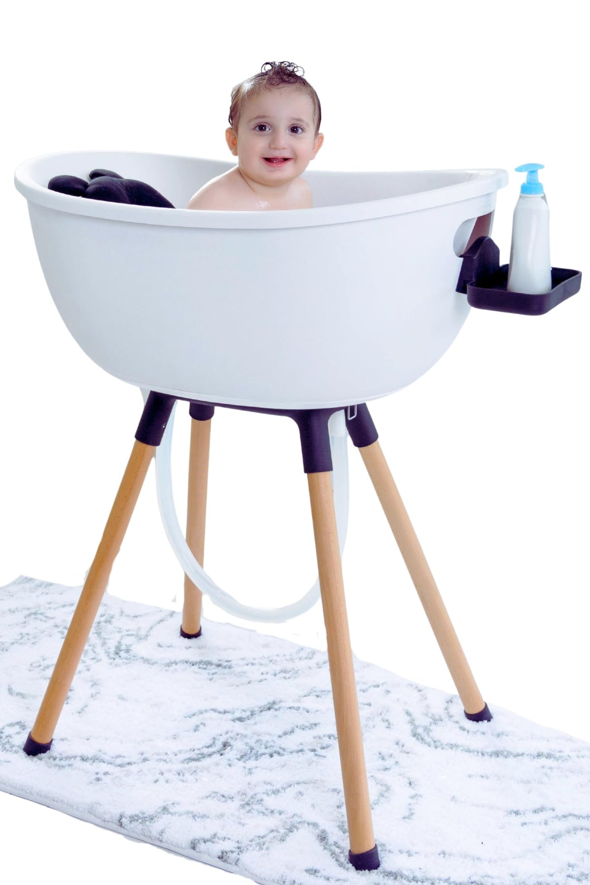 3-Stage Convertible Baby Bathtub with Wooden Stand