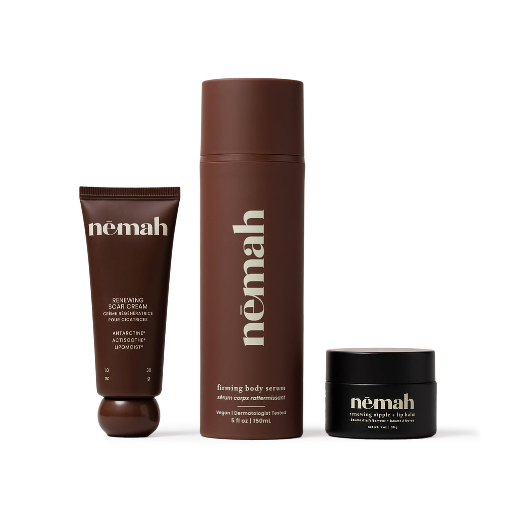 Nemah Postpartum Set, Scar Cream, Nipple Balm, Body Serum, 3 Step Routine