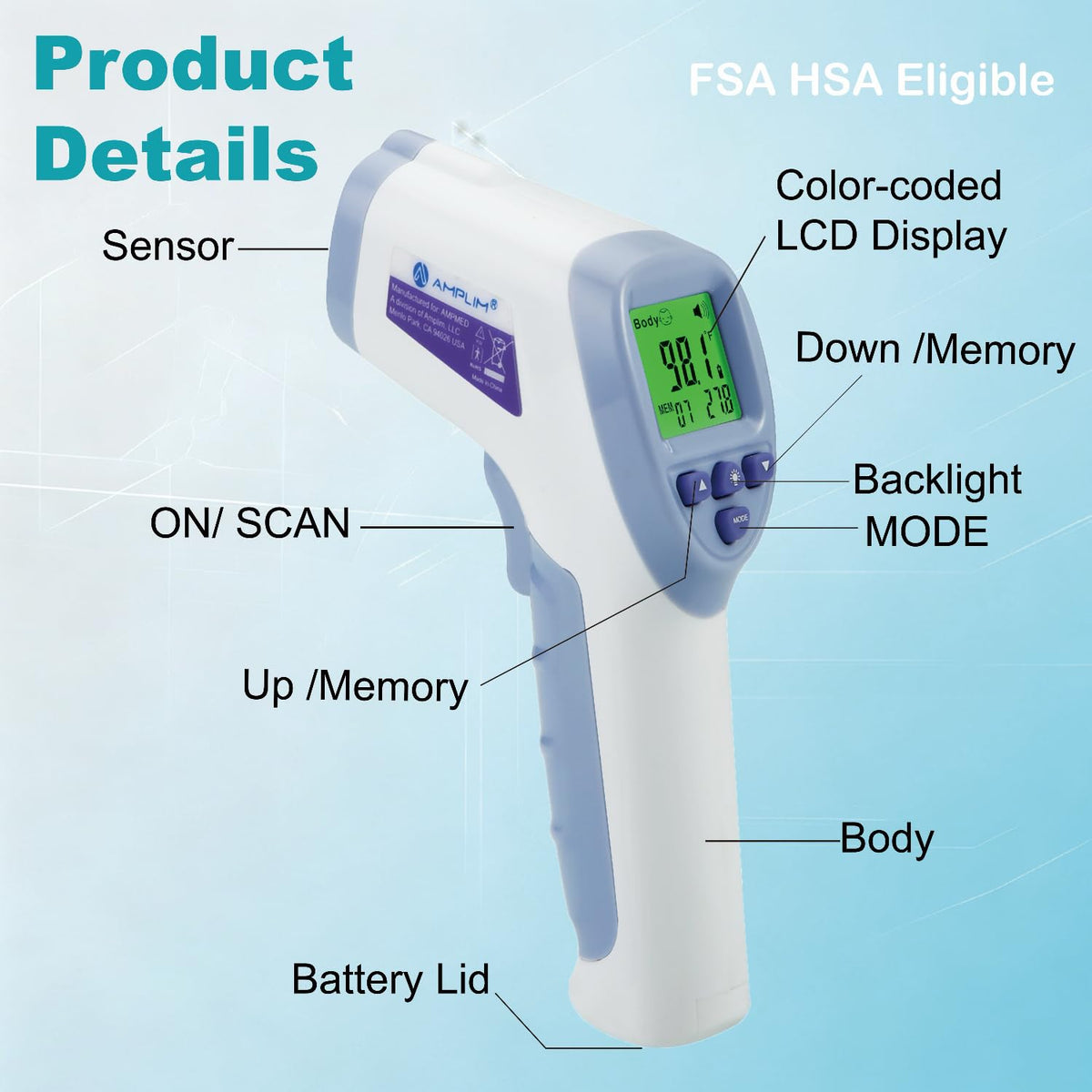 No-Touch Digital Forehead Thermometer for Babies, Kids & Adults