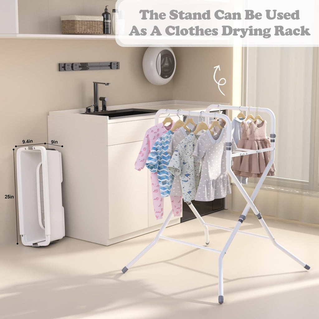 Collapsible Baby Bathtub with Stand & Soft Infant Cushion