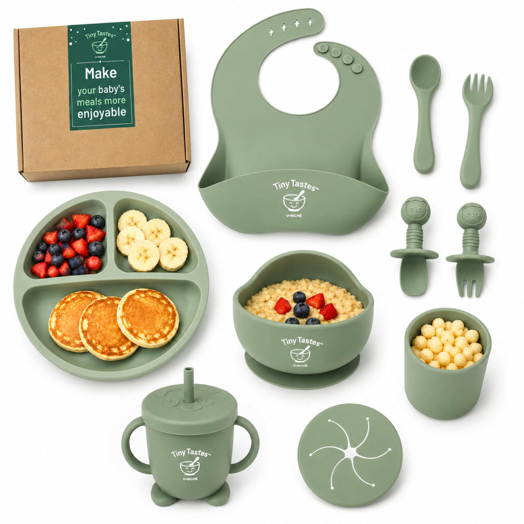 10-Piece Silicone Baby Feeding Set with Suction Plate & Bowl