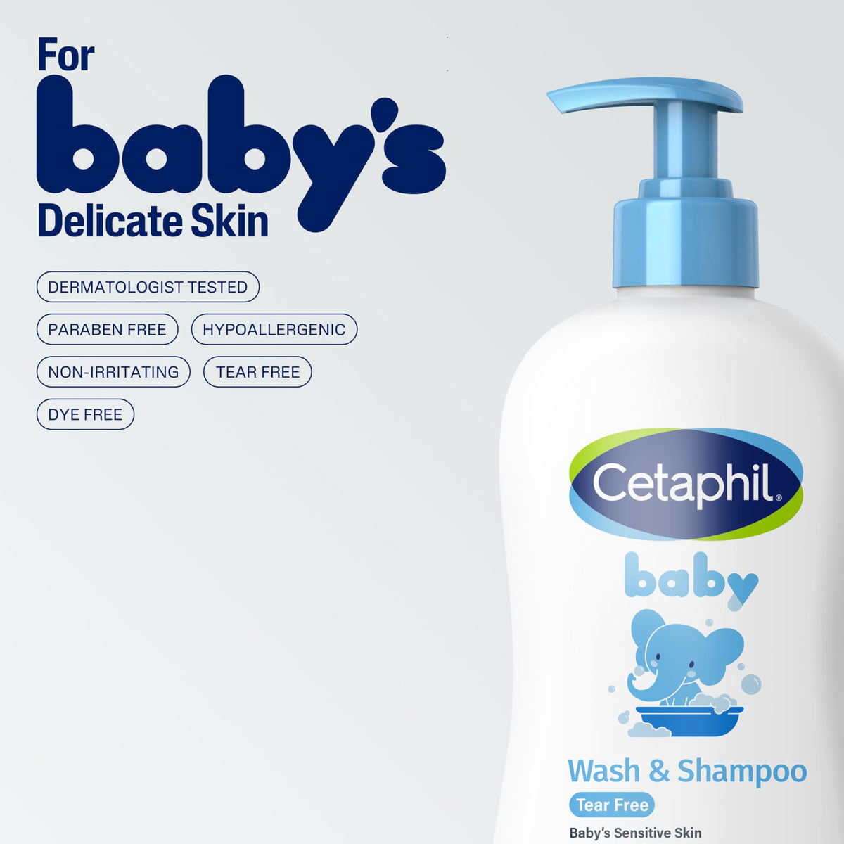Hypoallergenic Baby Wash & Shampoo, Soap-Free, 13.5 oz, 12-Pack