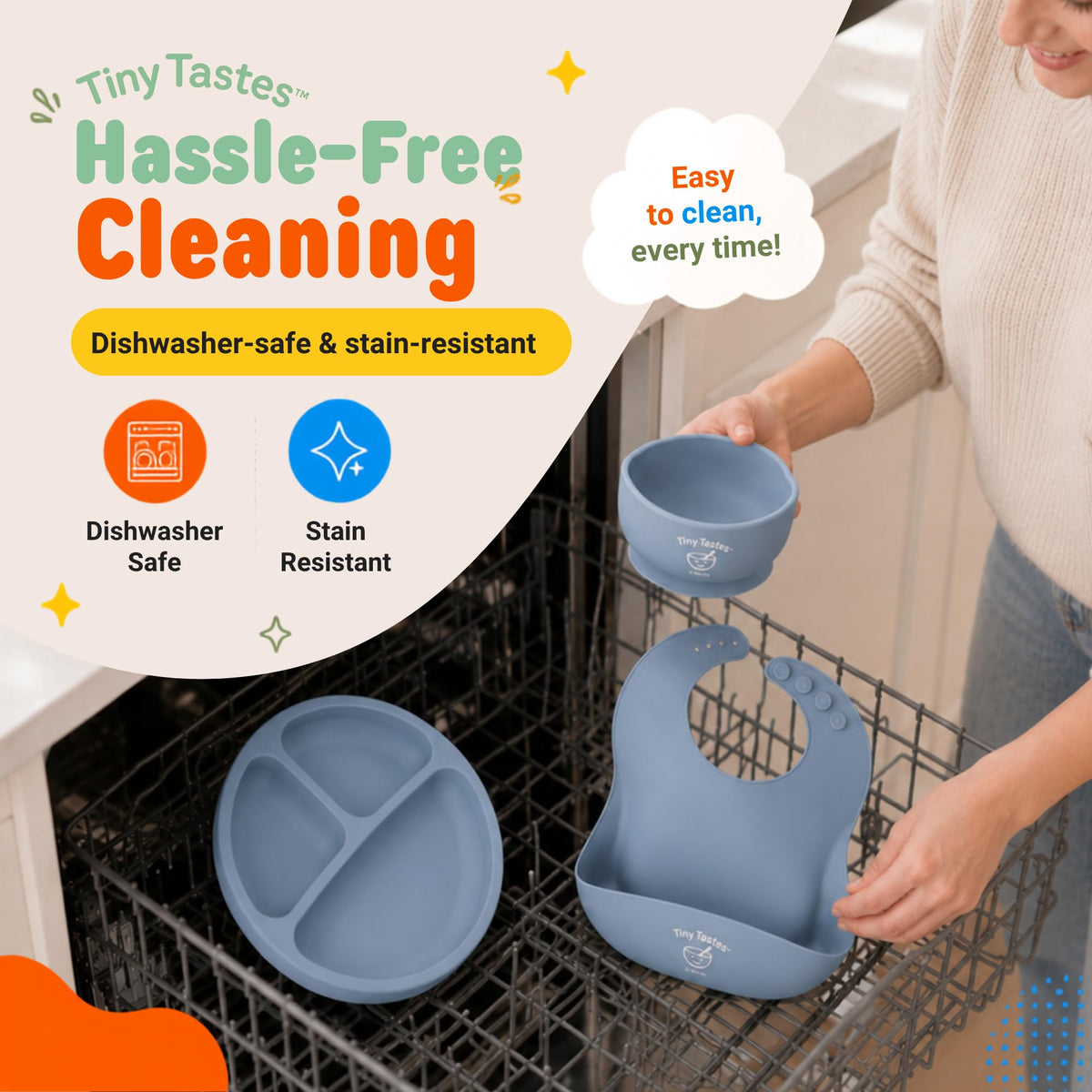 10-Piece Silicone Baby Feeding Set with Suction Plate & Bowl