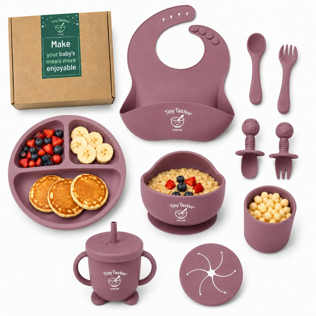 10-Piece Silicone Baby Feeding Set with Suction Plate & Bowl