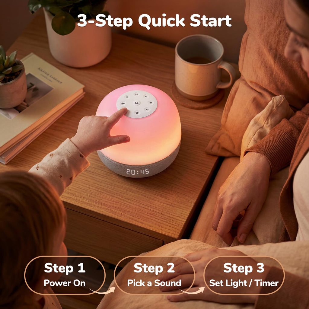Mewaii White Noise Sound Machine Baby, 34 Sounds, Sunrise Alarm Clock