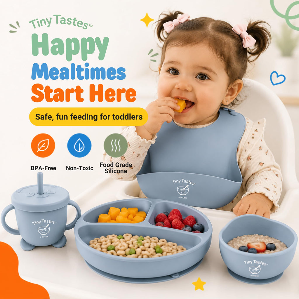 10-Piece Silicone Baby Feeding Set with Suction Plate & Bowl