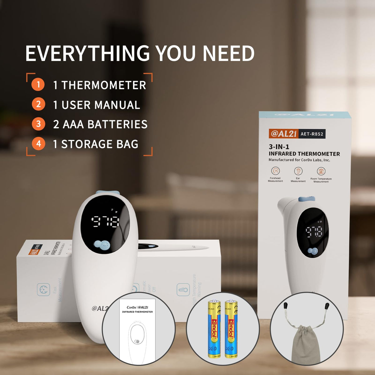 3-in-1 Digital Forehead, Ear & Object Thermometer
