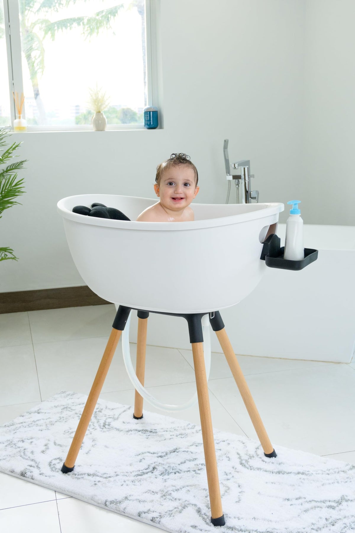 3-Stage Convertible Baby Bathtub with Wooden Stand