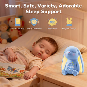 Baby White Noise Sound Machine & Night Light with Cry Detection