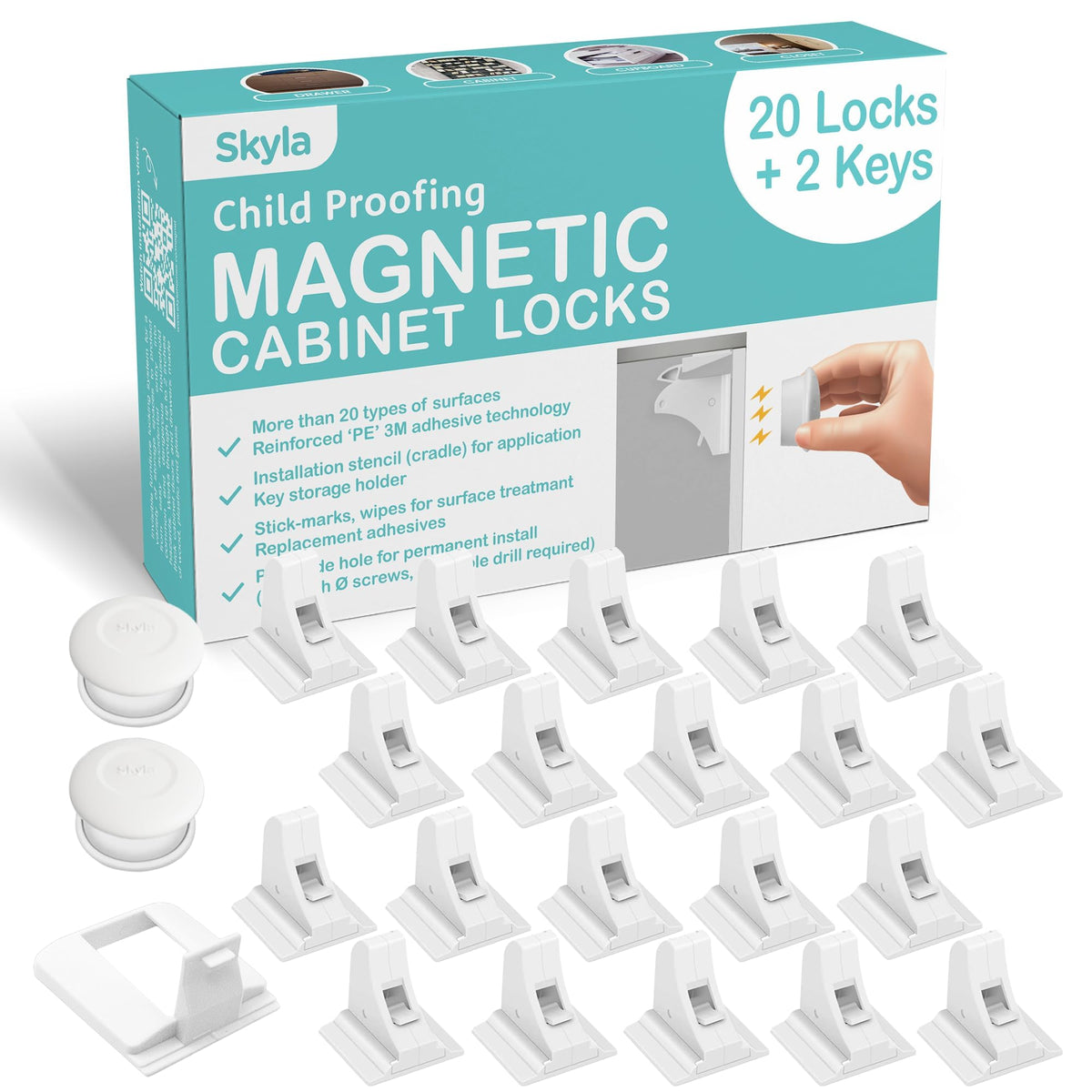 Skyla Homes Magnetic Cabinet Locks for Baby Proofing