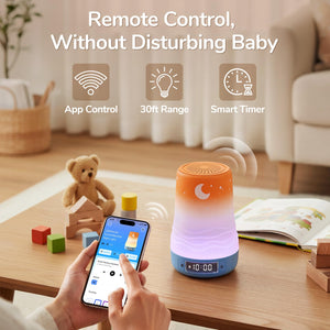 Baby White Noise Sound Machine & Night Light with Cry Detection