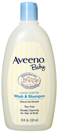 AVEENO Baby Wash & Shampoo, Lightly Scented 18 oz (10 Pack)