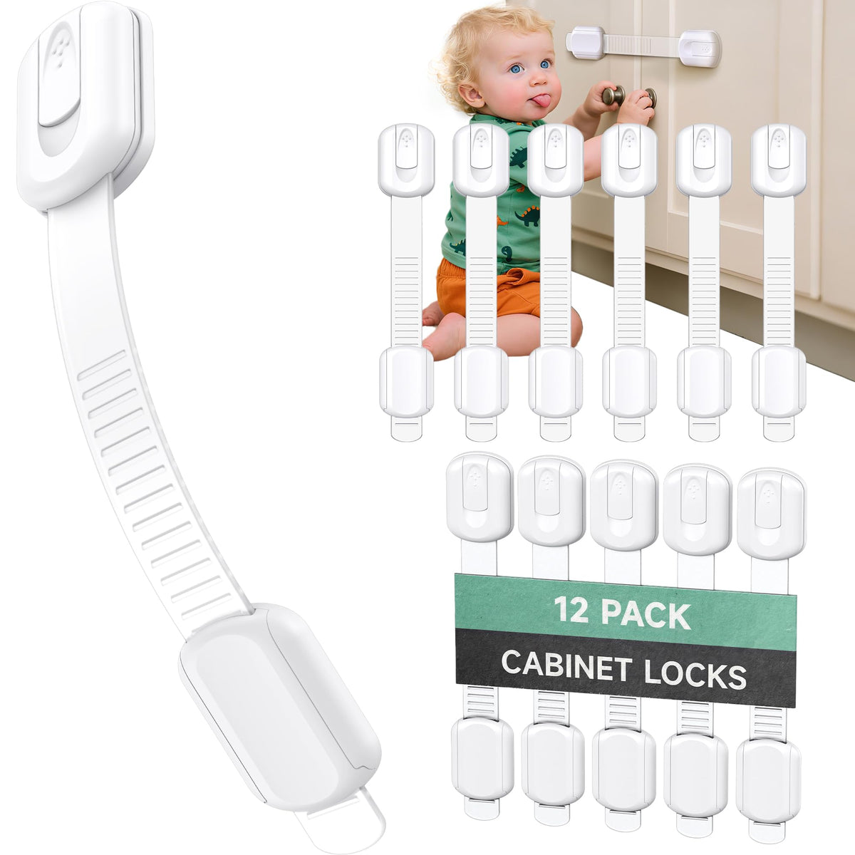 Adhesive Baby Safety Locks for Cabinets & Drawers