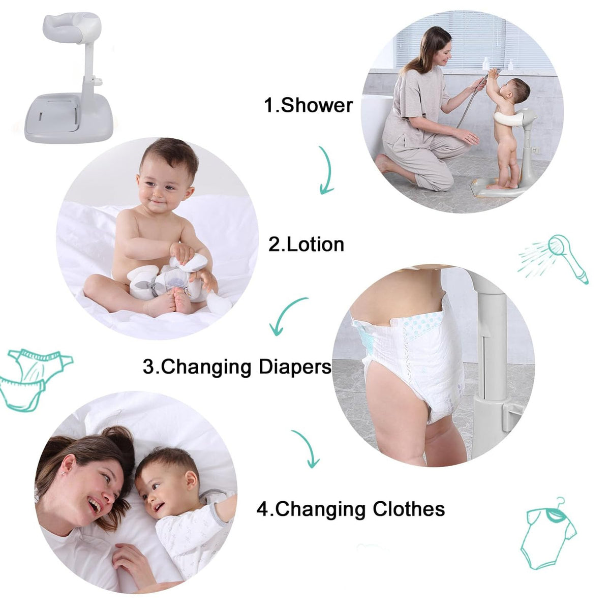 Adjustable Baby Bath Support Stand with Non-Slip Design