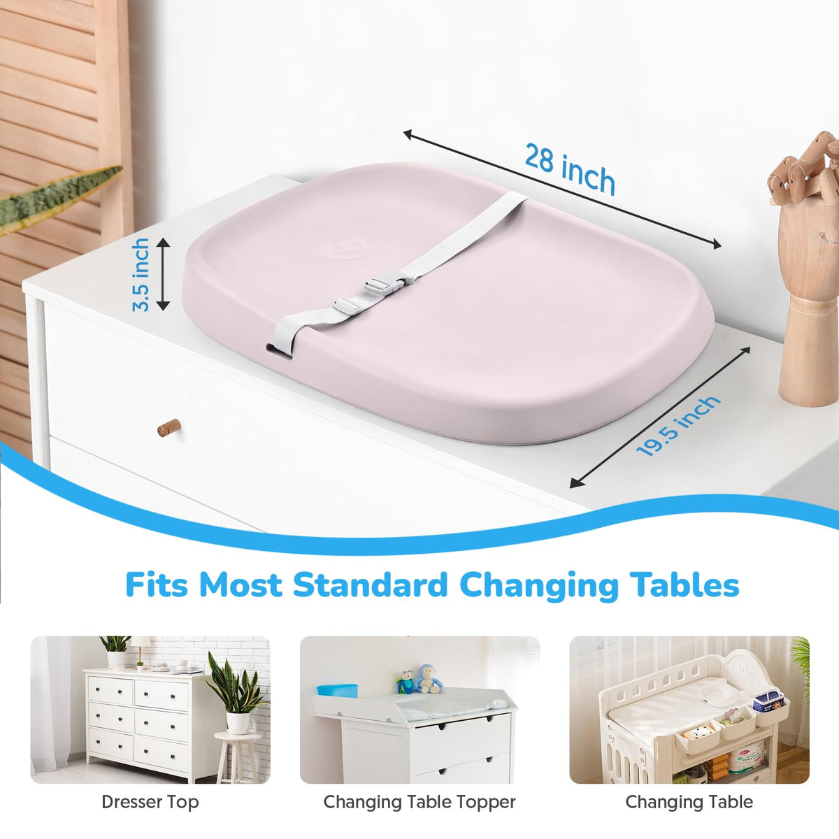 Waterproof Non-Slip Baby Changing Pad, Soft & Portable