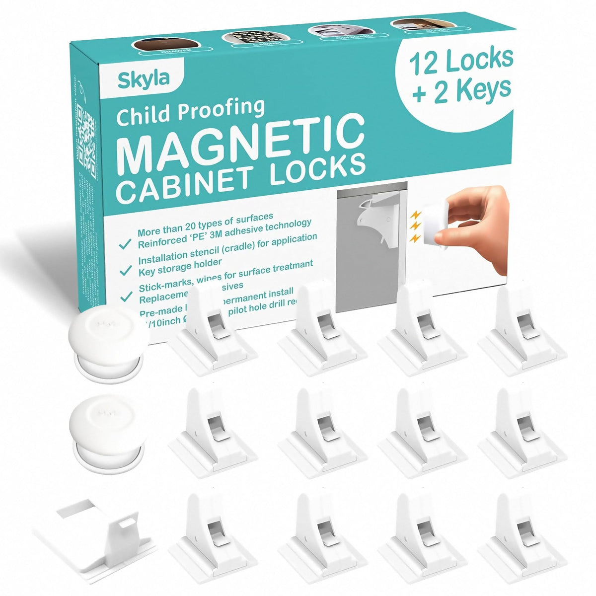 Skyla Homes Magnetic Cabinet Locks for Baby Proofing