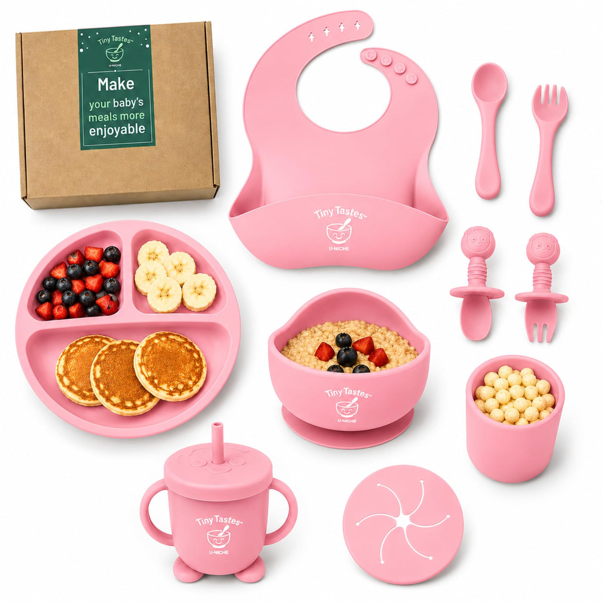 10-Piece Silicone Baby Feeding Set with Suction Plate & Bowl