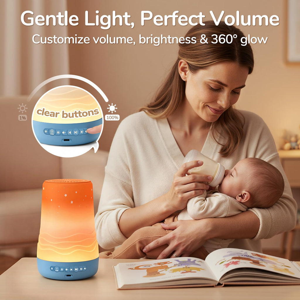 Baby White Noise Sound Machine & Night Light with Cry Detection