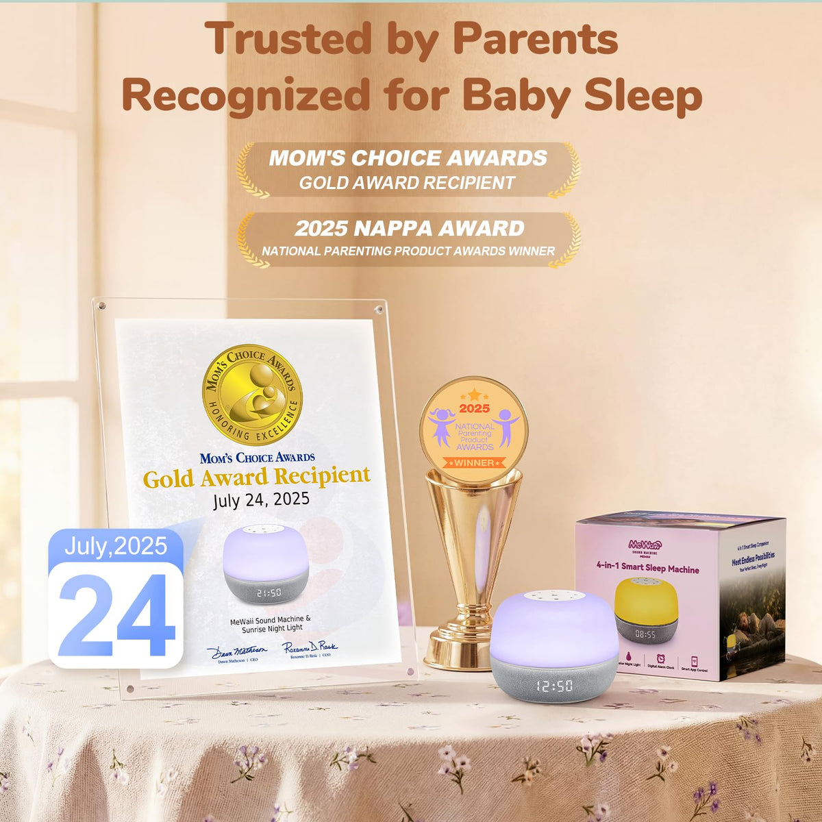 Mewaii White Noise Sound Machine Baby, 34 Sounds, Sunrise Alarm Clock