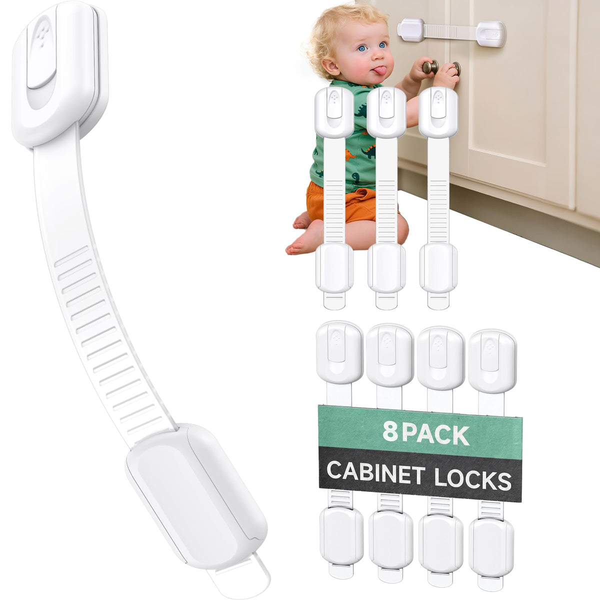 Adhesive Baby Safety Locks for Cabinets & Drawers