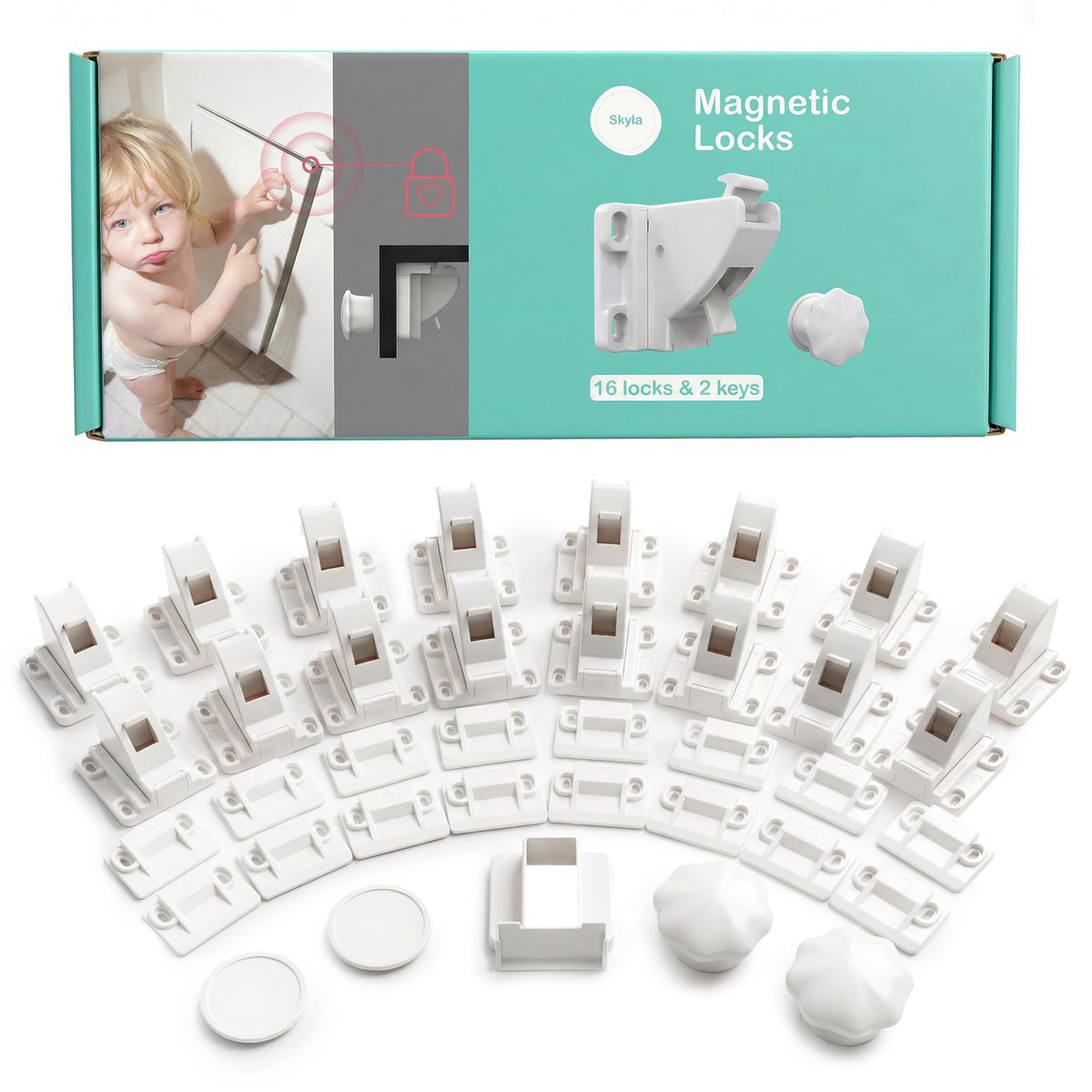 Skyla Homes Magnetic Cabinet Locks for Baby Proofing