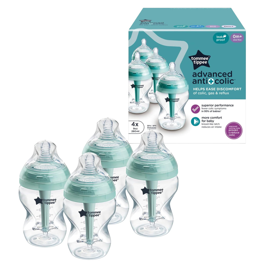 Advanced Anti-Colic Baby Bottles, 9 oz, BPA-Free, Slow Flow, 0+ Months
