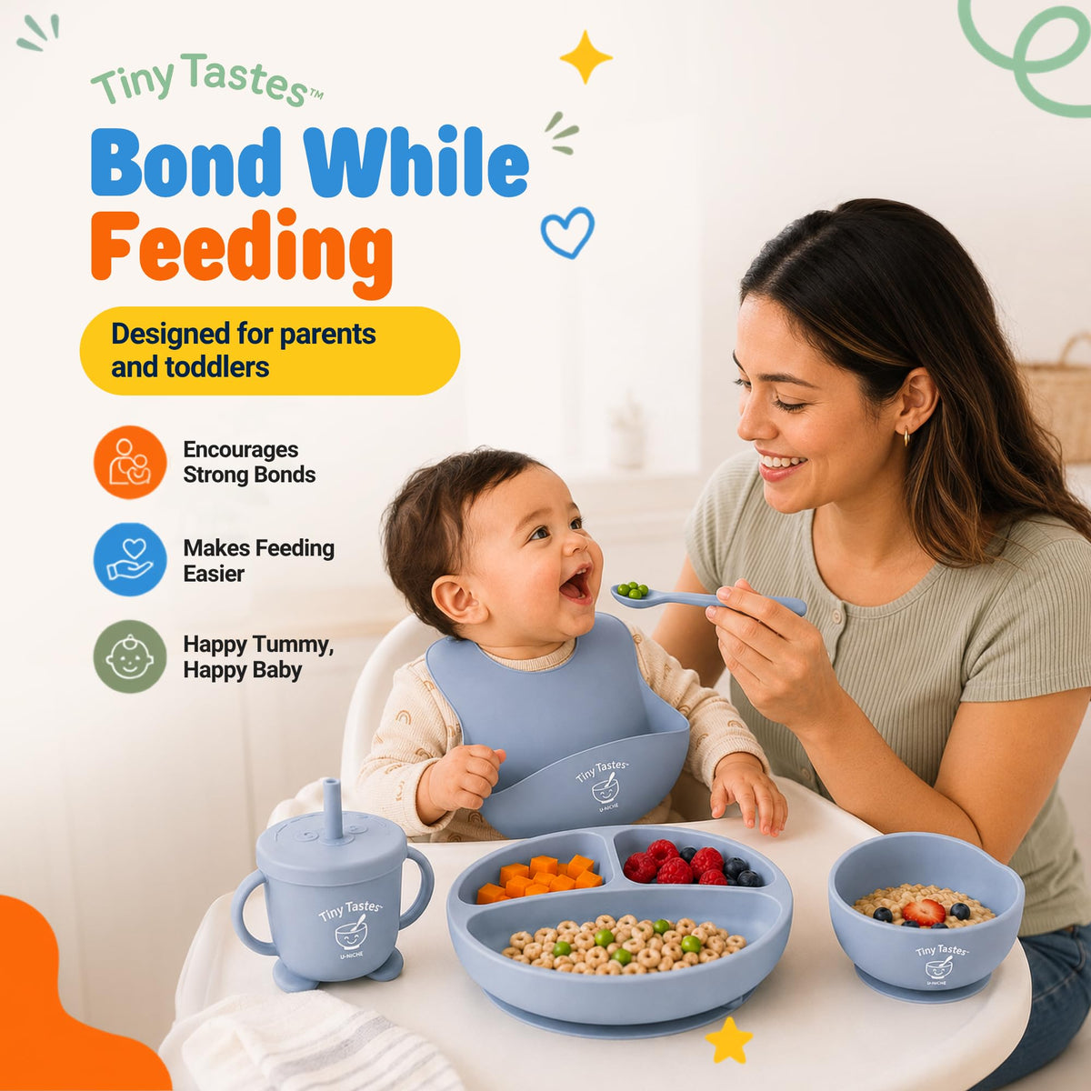 10-Piece Silicone Baby Feeding Set with Suction Plate & Bowl