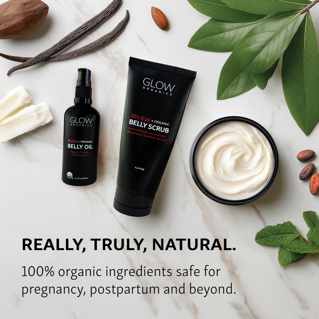 3-Step Pregnancy Stretch Mark Care Kit with Belly Butter, Scrub & Oil