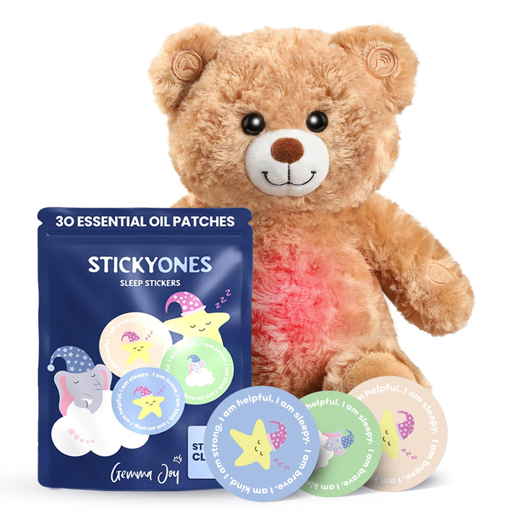Gemma Joy Teddy Bear Newborn Sleep Soother and Kids Sleep Patches Bundle